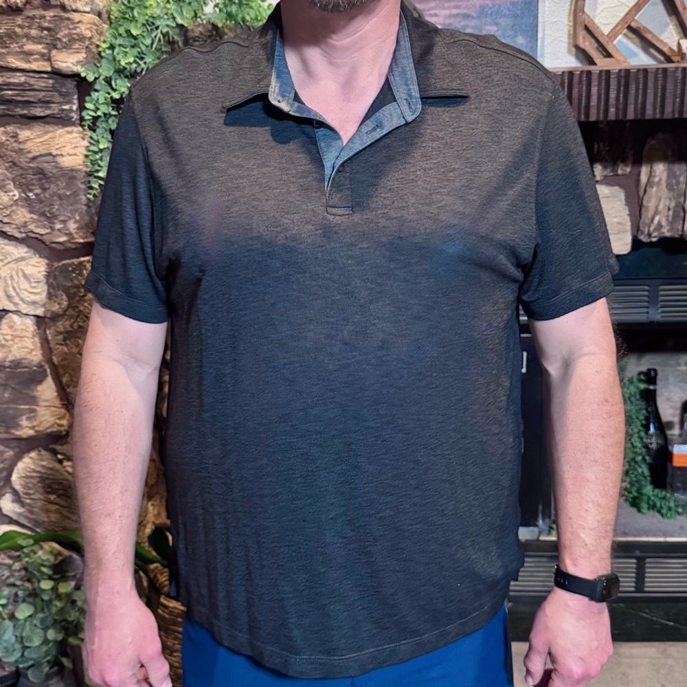 Van Heusen Men's Charcoal Two-Tone Gray Polo Shirt